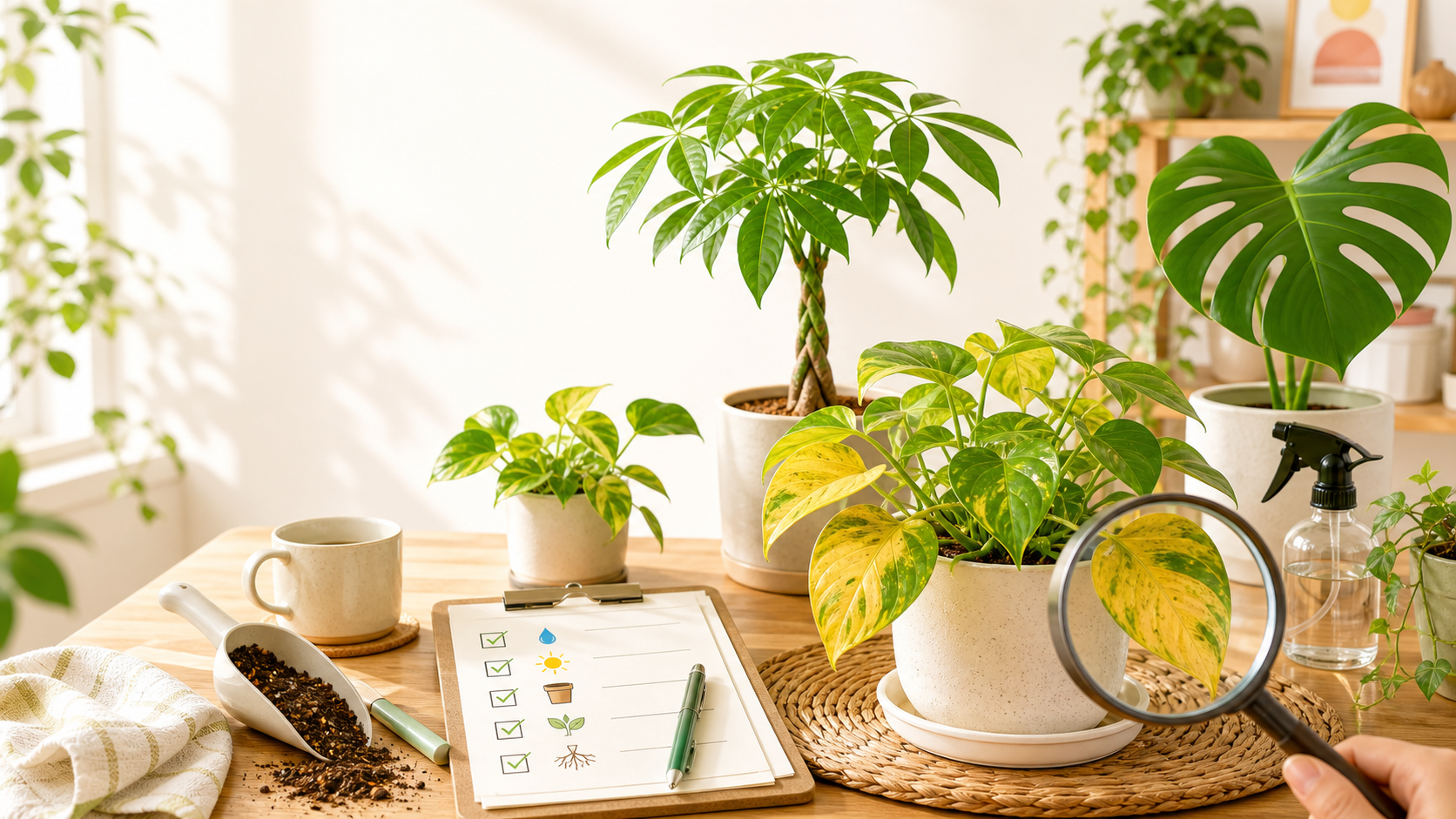 観葉植物の葉が垂れる原因|水不足・日照不足・環境変化の対処法