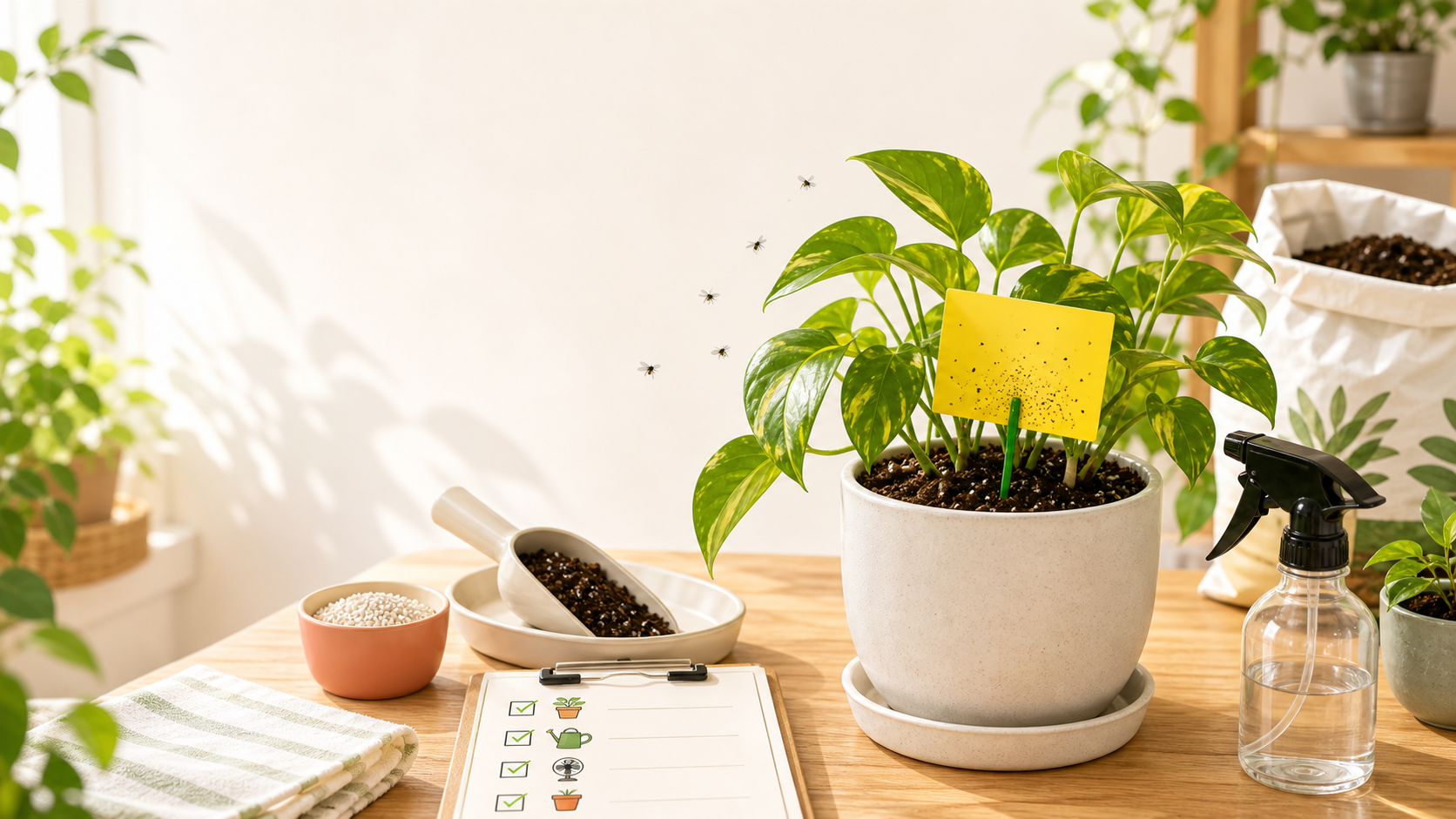 観葉植物の土から虫が出る原因|小さい虫の見分け方と室内対策