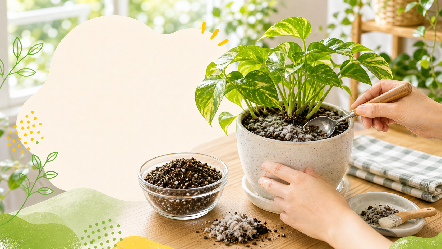 観葉植物の土に白いカビが出た時|原因・取り方・再発予防