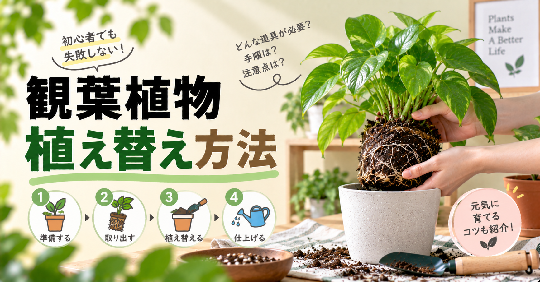 観葉植物の植え替え方法｜初心者でも失敗しない鉢・土の選び方と手順を解説